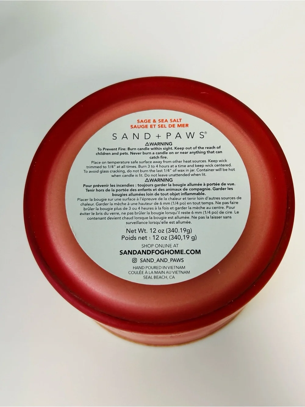 Sand & Paws NWOT Unused 2 Wick Sage & Sea Salt 12 Oz. Soy Wax Blend Candle